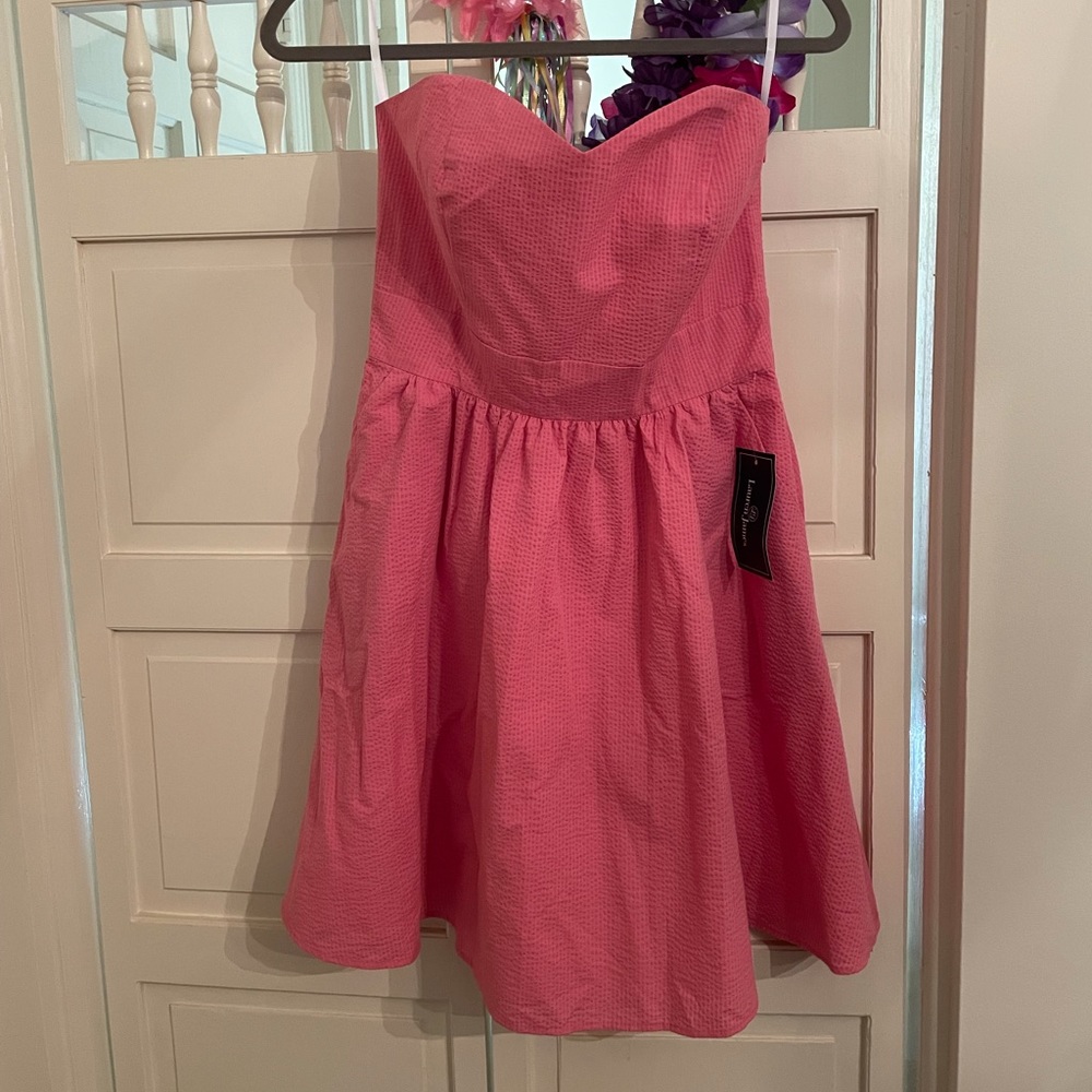 NWT Lauren James strapless seersucker dress